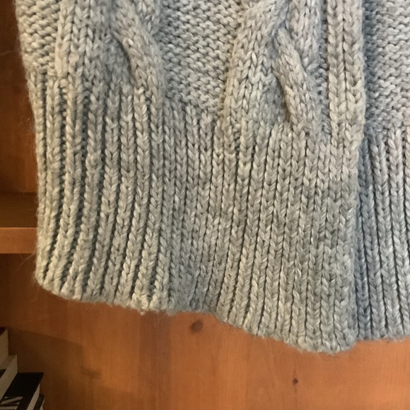 VTG Y2K Cable Knit Cardigan Sweater Wool Alpaca Blend Grey Chunky Knit Size S - Picture 5 of 10